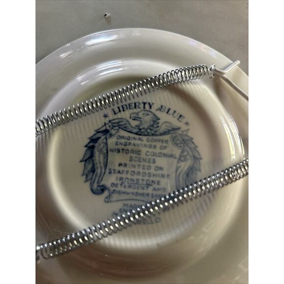 Liberty Blue Independence Hall Colonial Scene Staffordshire Ironstone Plate mini - Picture 2 of 5